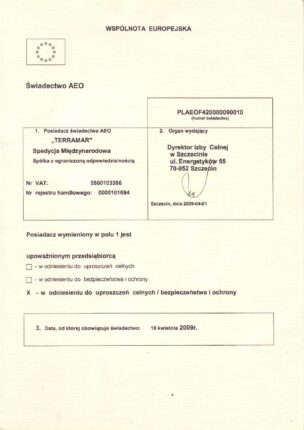 Certyfikat AEO