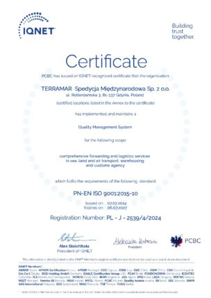Certyfikat ISO IQNet